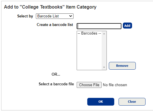 Add items to category with Barcode List.